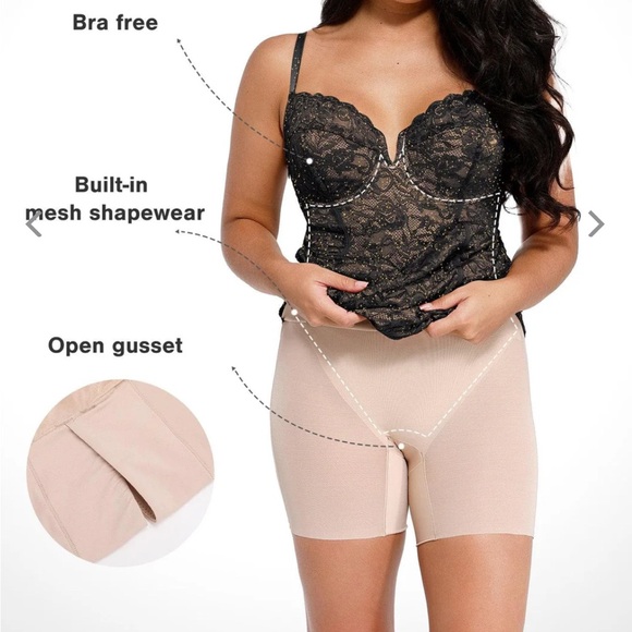 Shapewear All-Lace Hourglass Corset Side Slit Midi Dress Brand New - Picture 2 of 9